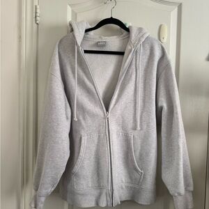 TNA Cozy Fleece Hoodie in Light Gray
